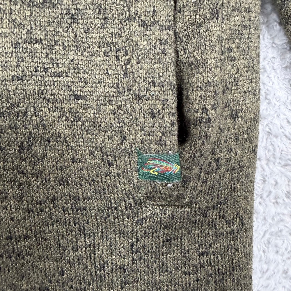 Orvis Mens Quarter Zip Sherpa Lined Fleece Pullover Sweater Olive Green Large - Picture 8 of 12